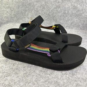 NEW Teva Men’s size 11 Midform Universal Pride Strap Sandal Black/Rainbow